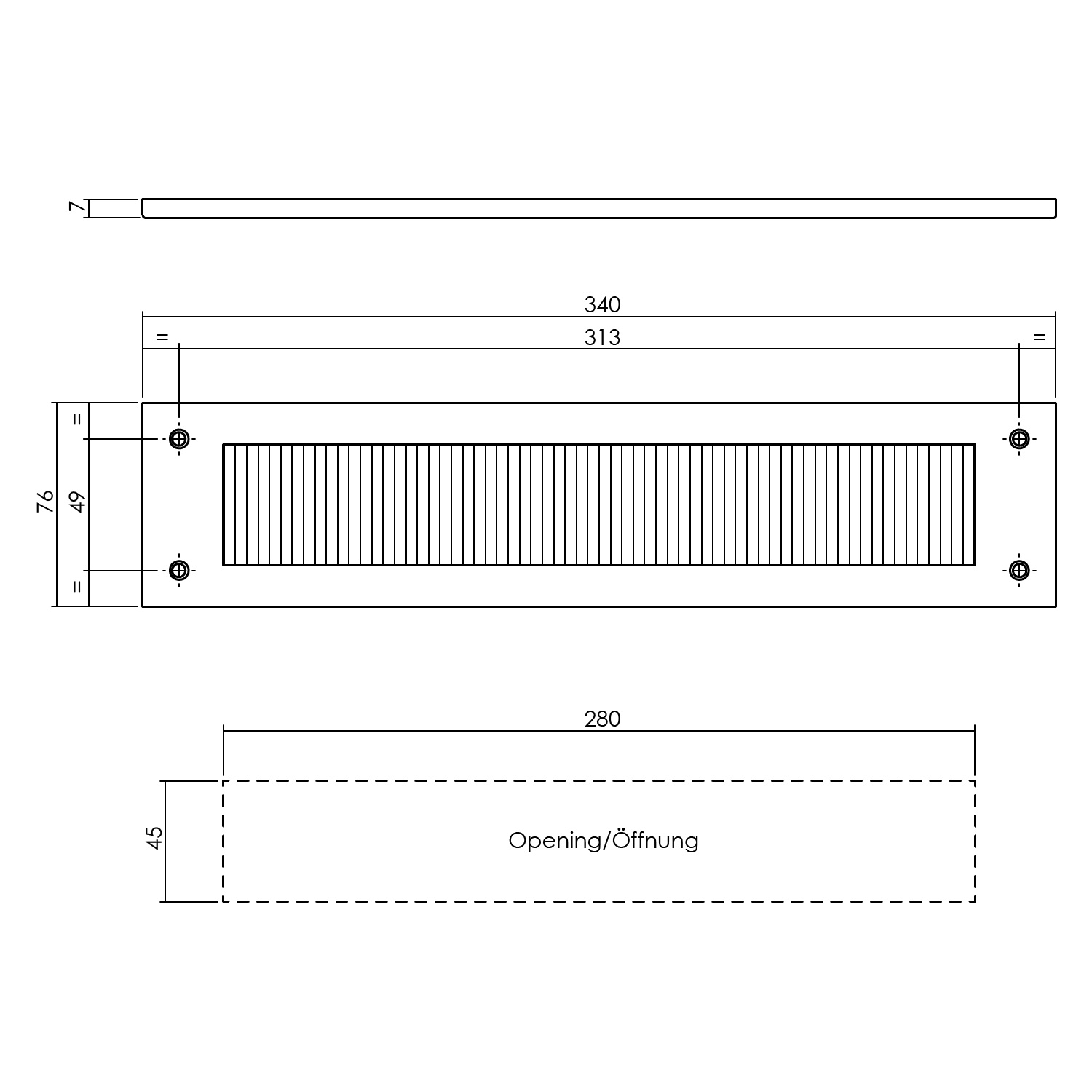 Intersteel tochtwering rechthoekig PVD messingkleur - Afbeelding 2