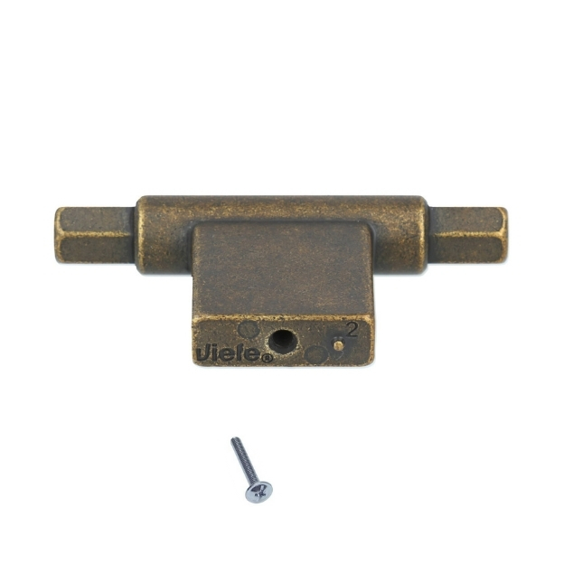 T-knop zamak messing antiek 78 mm - Afbeelding 2