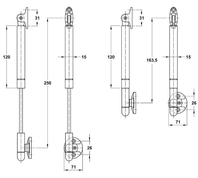 Verstelbare gasveer omhoog 12 kg - Afbeelding 2