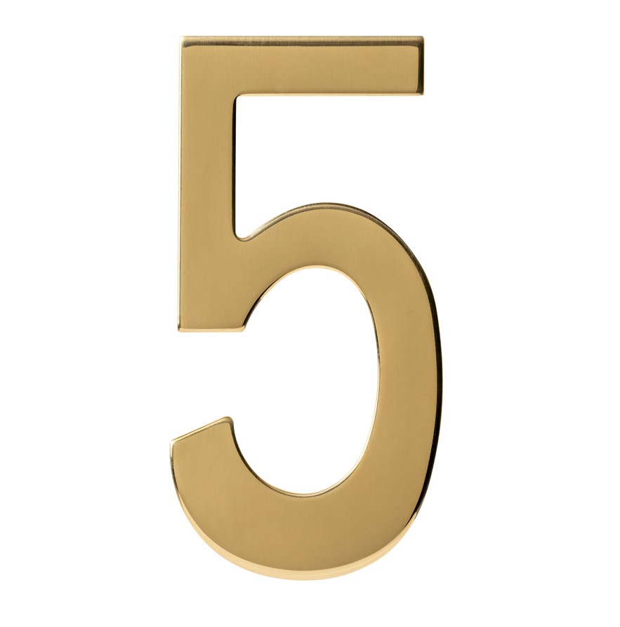 Intersteel huiscijfer 5 150 mm PVD messingkleur