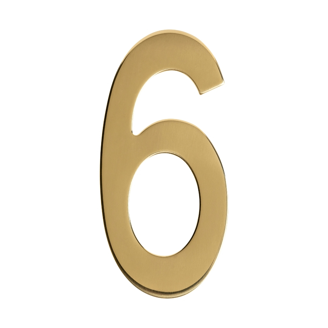 Intersteel huiscijfer 6 150 mm PVD messingkleur