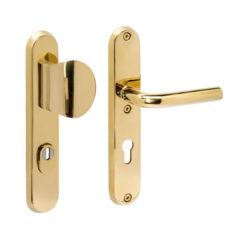 Intersteel SKG3 veiligheidsbeslag ovaal greepkruk Luzern PC72mm met kerntrekbeveiliging PVD messingkleur