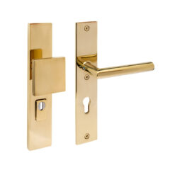 Intersteel SKG3 veiligheidsbeslag rechthoekig greepkruk Jura PC72mm met kerntrekbeveiliging PVD messingkleur