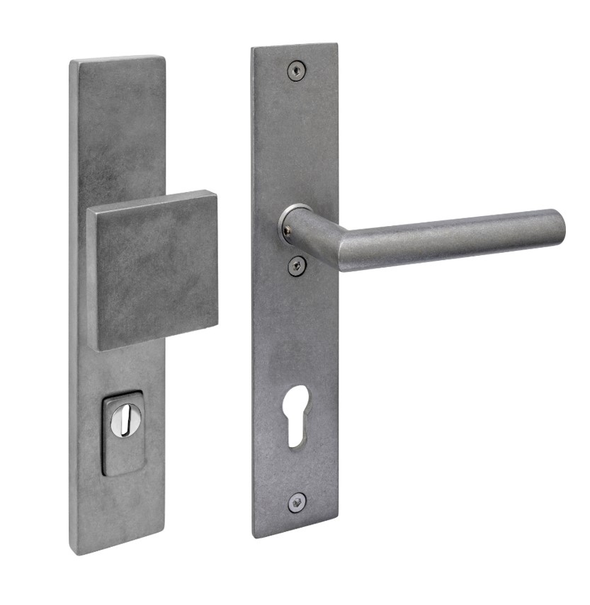 Intersteel SKG3 veiligheidsbeslag rechthoekig greepkruk Jura PC92mm met kerntrekbeveiliging rvs getrommeld