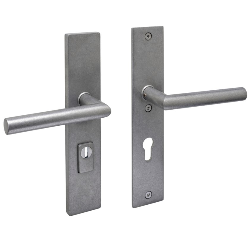 Intersteel SKG3 veiligheidsbeslag rechthoekig krukkruk Jura PC72mm met kerntrekbeveiliging rvs getrommeld