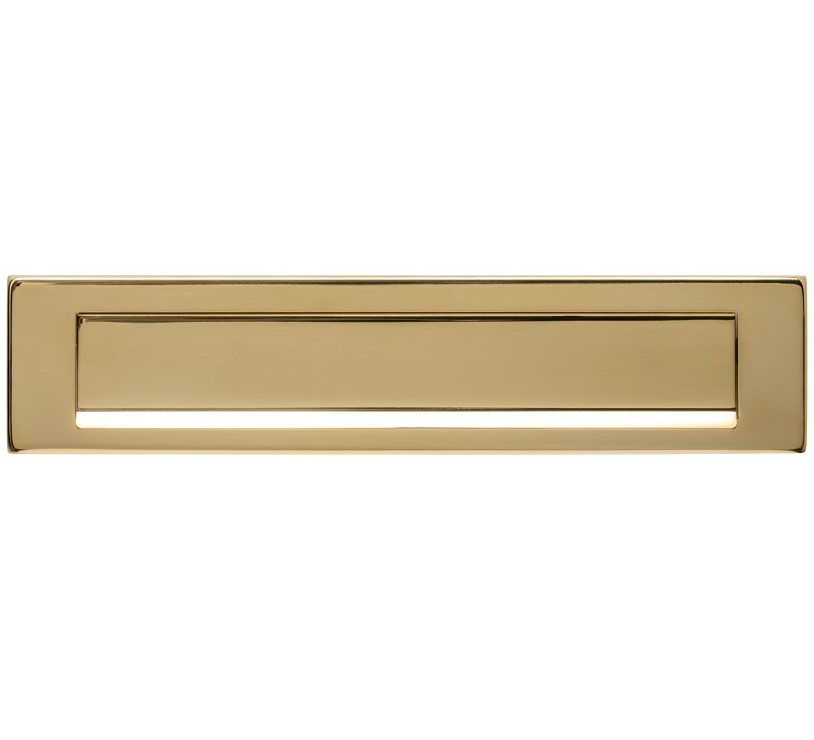 Intersteel briefplaat rechthoekig met klep/regenrand PVD messingkleur