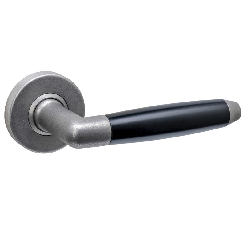 Intersteel enkele deurklink Combinatie op rozet verdekt ø53x10mm rvs getrommeld/zwart