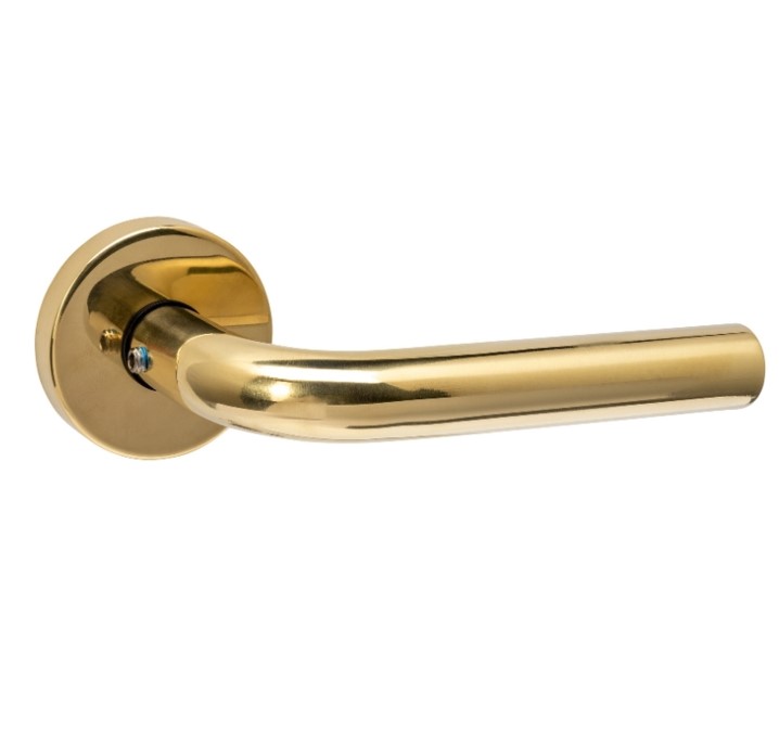 Intersteel set achterdeurbeslag rond deurkruk Luzern met massieve rozetten PVD messingkleur