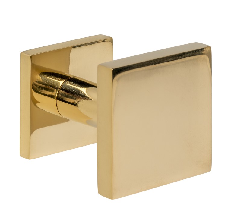 Intersteel voordeurknop vierkant 64x64mm verkropt éénzijdige montage PVD messingkleur