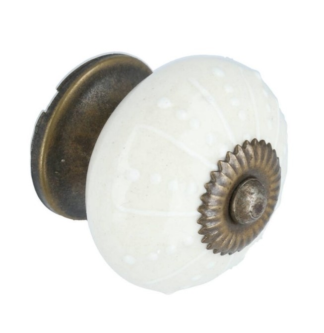 Knop crème 40 mm porselein