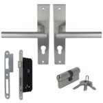 ODShop poortdeur set met beslag, slot PC72 en cilinder 35/35 rvs