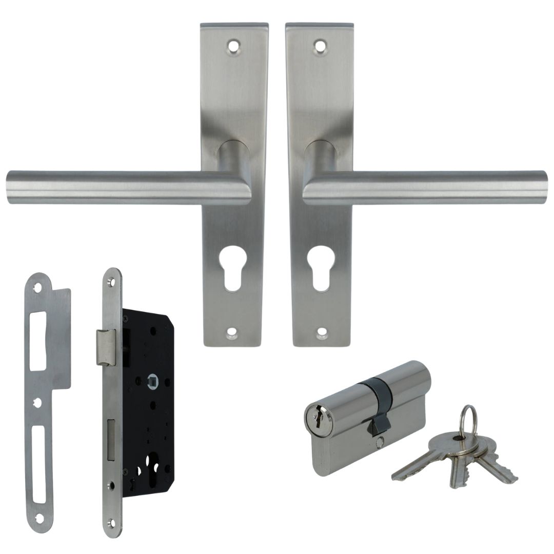 ODShop poortdeur set met beslag, slot PC72 en cilinder 35/35 rvs