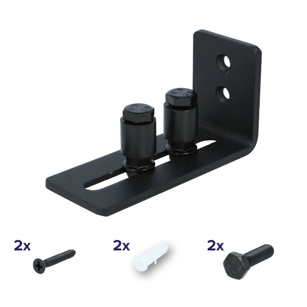 Verstelbare ondergeleider voor schuifdeur wandmontage kleine rol mat zwart - Afbeelding 2