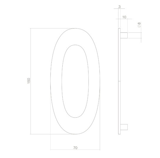 Intersteel huiscijfer 0 150 mm PVD messingkleur - Afbeelding 2