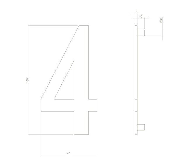 Intersteel huiscijfer 4 150 mm PVD messingkleur - Afbeelding 2