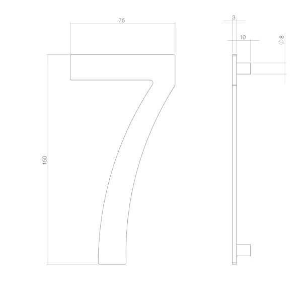 Intersteel huiscijfer 7 150 mm PVD messingkleur - Afbeelding 2