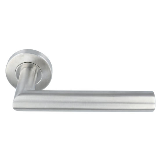 Deurkruk Ellips 90˚ op rond rozet RVS 4