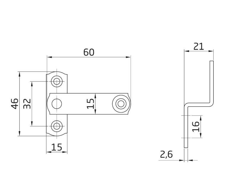 Luikoverslag klein 60 x 46 mm zwart - Afbeelding 2