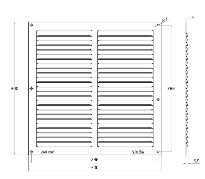 Schoepenrooster 300x300 mm aluminium wit - Afbeelding 2