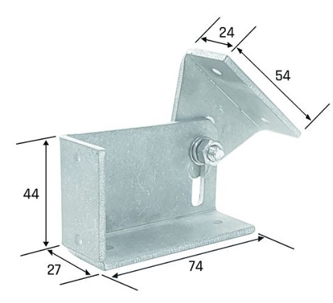 Schuine wandbeugel tbv schuifdeuren aluminium - Afbeelding 2
