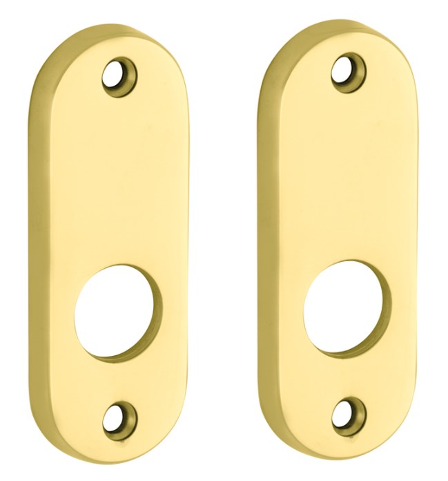 Set van twee krukrozetten patent ovaal messing gelakt