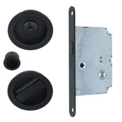 Slotset voor schuifdeur rond mat zwart