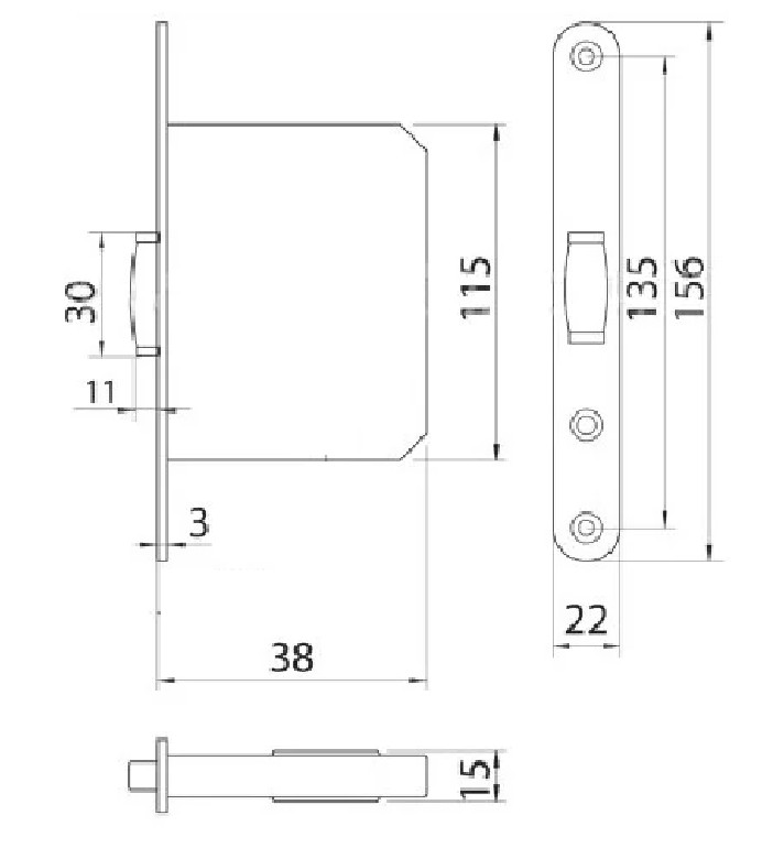 Rolslot met zwarte voorplaat 156x22 mm - Afbeelding 2