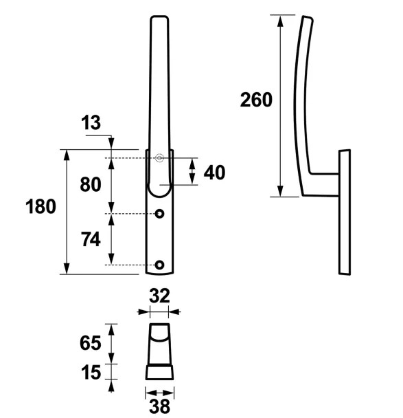 AXA hefschuifbeslag Curve binnenschild blind zwart SKG3