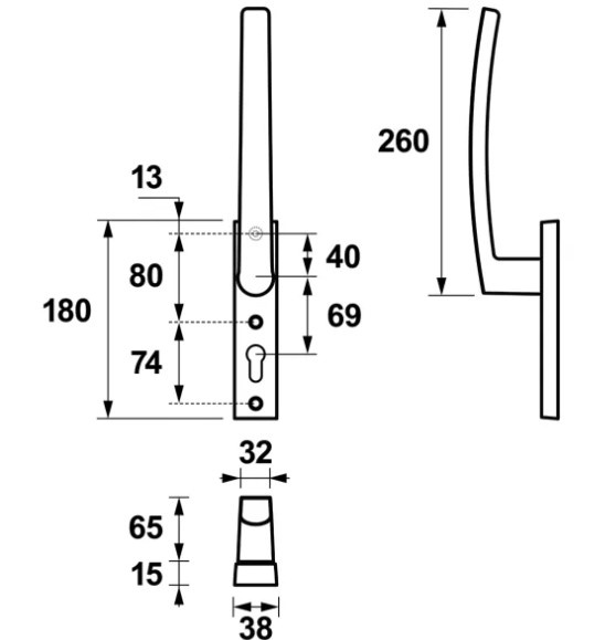 AXA hefschuifbeslag Edge binnenschild PC69 zwart SKG3 - Afbeelding 2