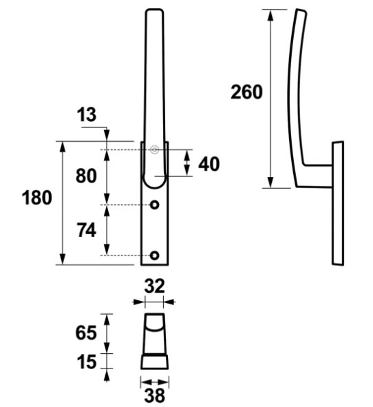 AXA hefschuifbeslag Edge binnenschild blind zwart SKG3 - Afbeelding 2