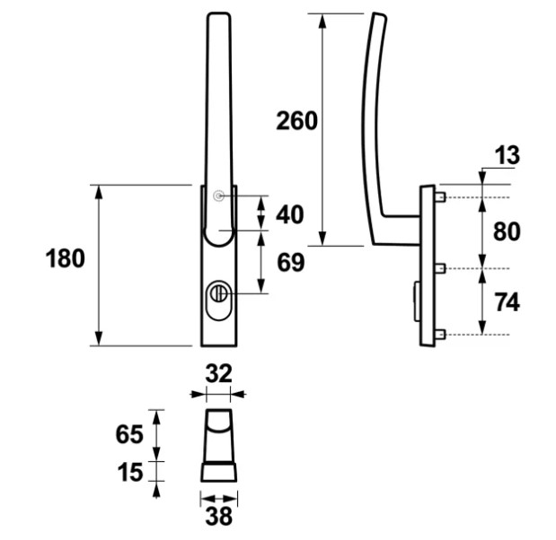 AXA hefschuifbeslag Edge buitenschild PC69 aluminium SKG3 - Afbeelding 2