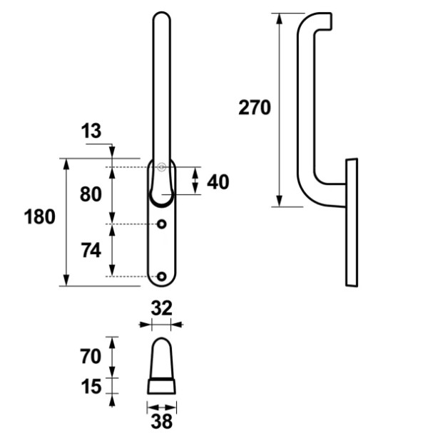 AXA hefschuifbeslag Oval binnenschild blind zwart SKG3 - Afbeelding 2