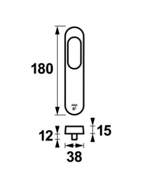 AXA hefschuifbeslag Oval buitenkom aluminium SKG3 - Afbeelding 2