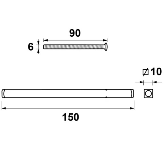 AXA montageset krukstift hefschuifbeslag kruk-kruk deurdikte 64-78 mm rvs - Afbeelding 2
