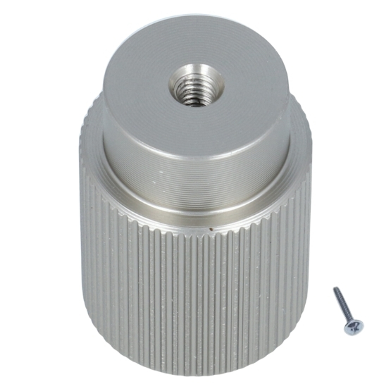 Knop geribbeld 22 mm aluminium rvs-look - Afbeelding 2