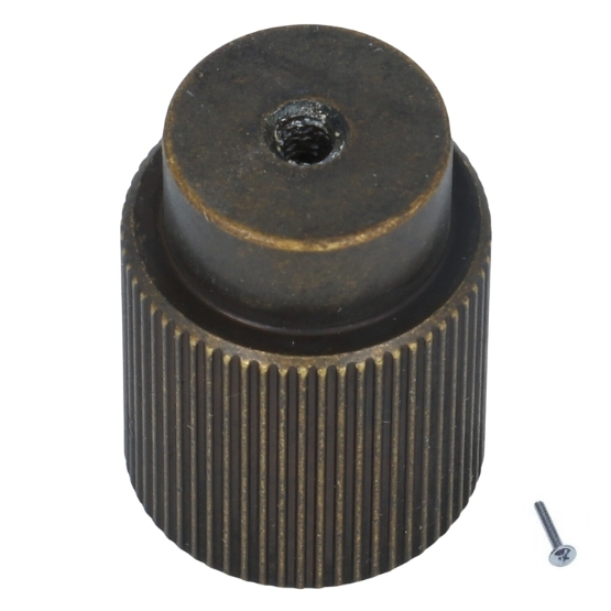 Knop geribbeld 22 mm aluminium brons antiek - Afbeelding 3