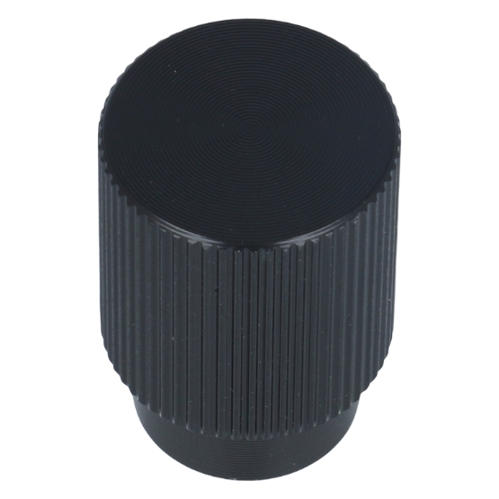 Knop geribbeld 22 mm aluminium mat zwart - Afbeelding 2