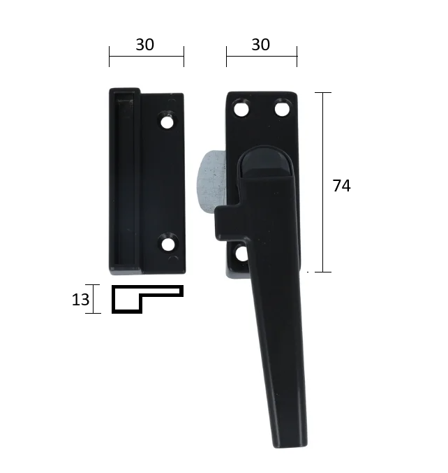 ODShop raamsluiting met knop en sluitplaat rechts aluminium zwart gelakt - Afbeelding 6