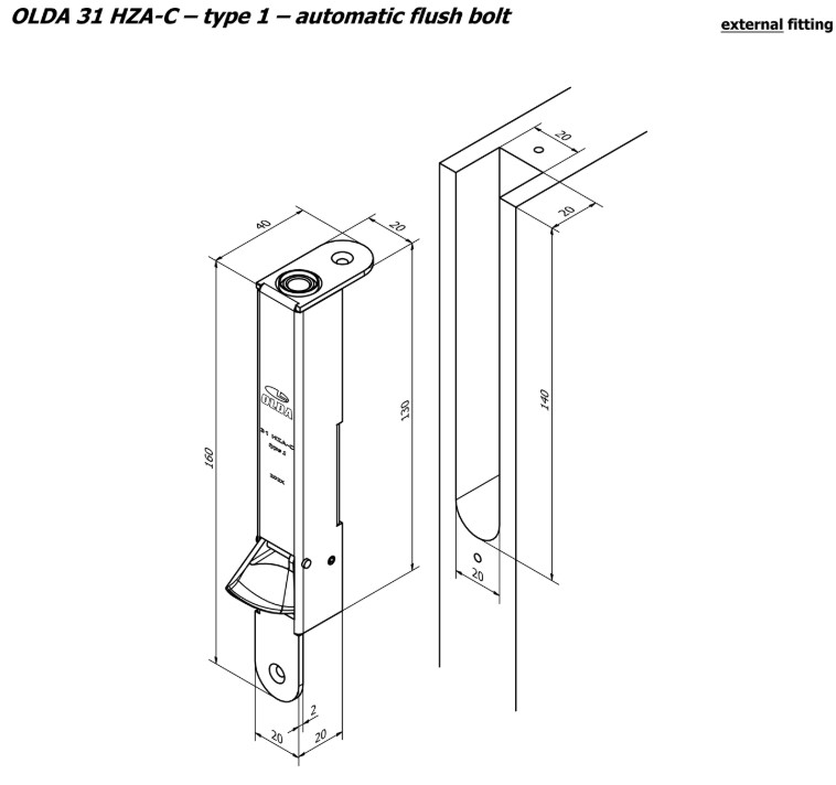Olda automatische kantschuif type 31 voor stalen/aluminium/houten deuren type 1 staal verzinkt - Afbeelding 3