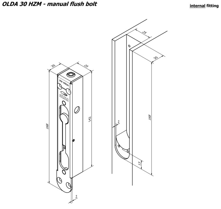 Olda kantschuif type 30 voor houten deuren staal verzinkt - Afbeelding 3