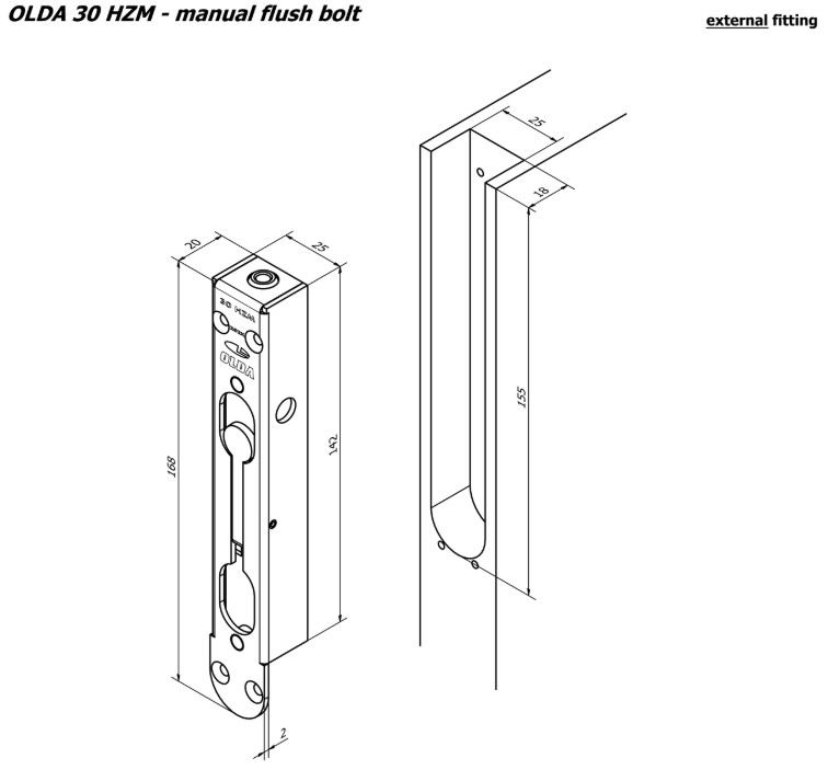 Olda kantschuif type 30 voor houten deuren staal verzinkt - Afbeelding 2