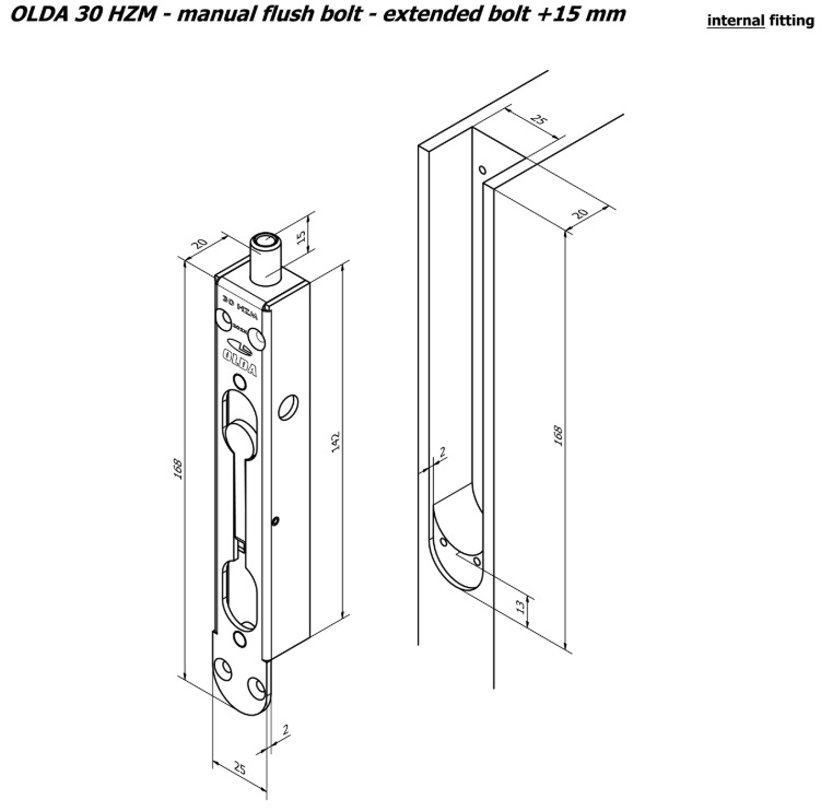 Olda kantschuif type 30/15 voor houten deuren staal verzinkt - Afbeelding 3