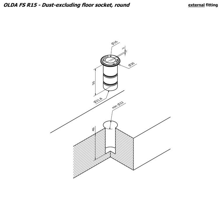 Olda sluitpot lijm type FSR15 tbv kantschuif Ø16mm rvs - Afbeelding 2