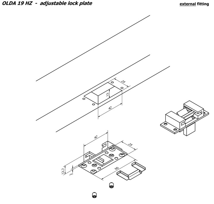 Olda verstelbare sluitplaat type 19 tbv automatische kantschuif type 37 staal verzinkt - Afbeelding 3