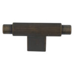 T-knop geribbeld 70 mm brons antiek