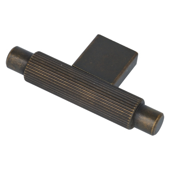T-knop geribbeld 70 mm brons antiek - Afbeelding 3