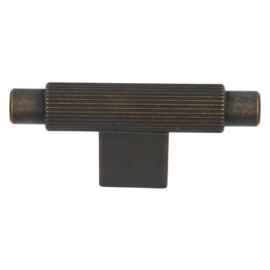 T-knop geribbeld 70 mm brons antiek