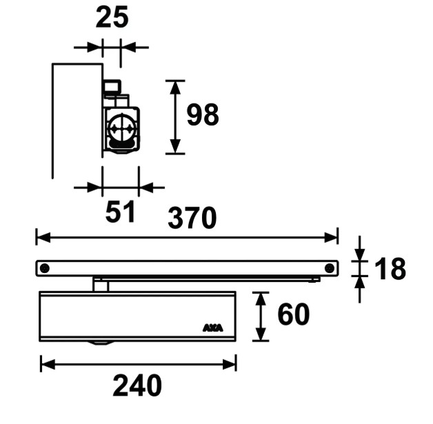 AXA deurdranger 7508 met glijarm sluitkracht 1-3 zwart - Afbeelding 2