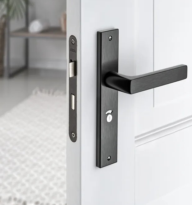 AXA binnendeurbeslag Edge WC63/8 met deurklink Riga aluminium zwart - Afbeelding 3