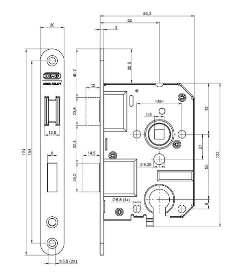 Nemef magneet cilinder PC55 insteekslot 1269/73 met zwarte voorplaat inclusief sluitkom 1269/73 - Afbeelding 2